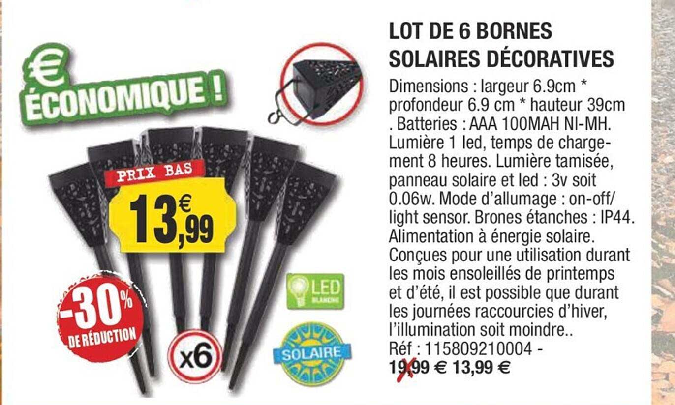 lot de 6 bornes solaires décoratives