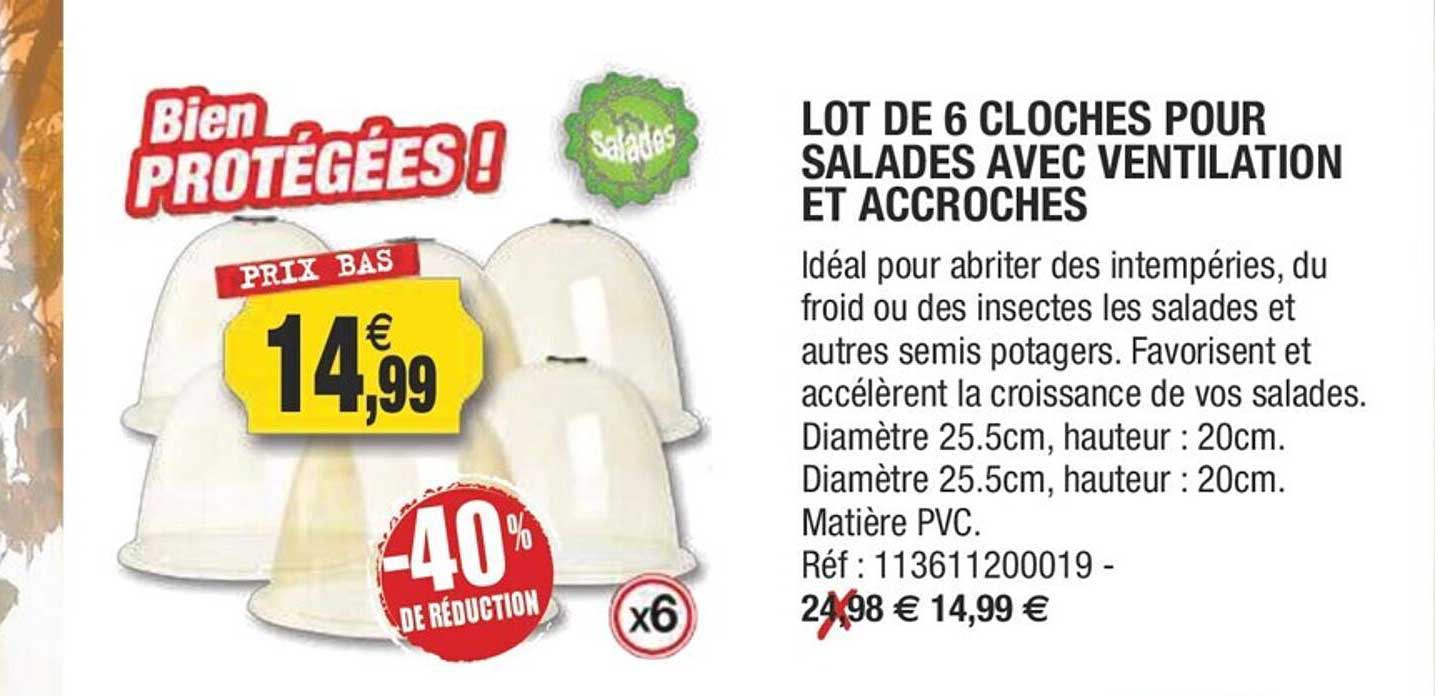 lot de 6 cloches pour salades avec ventilation et accroches