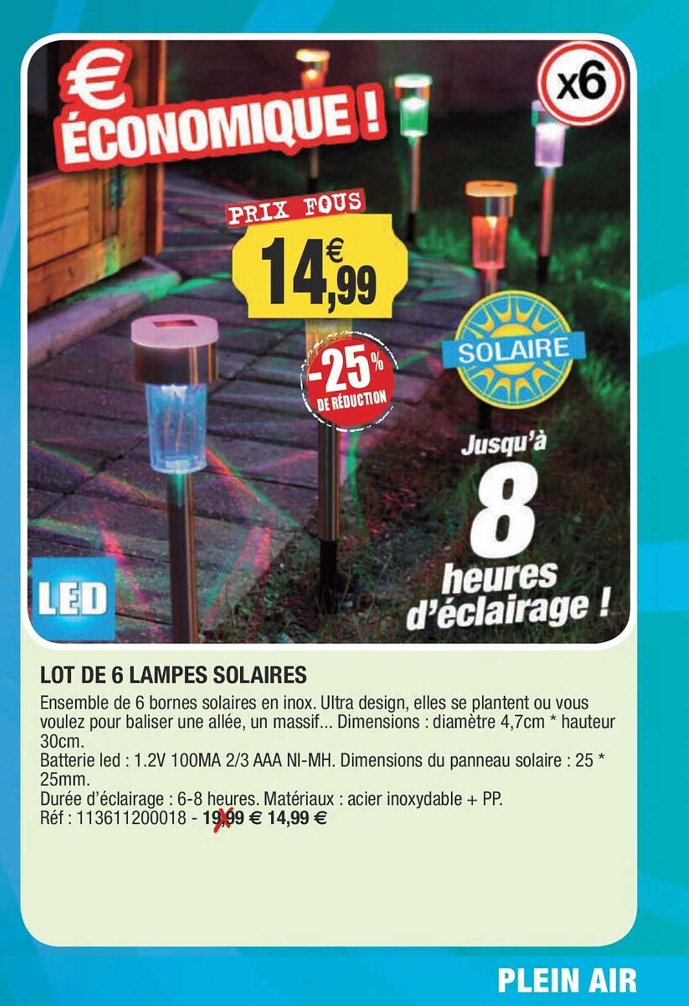 lot de 6 lampes solaires
