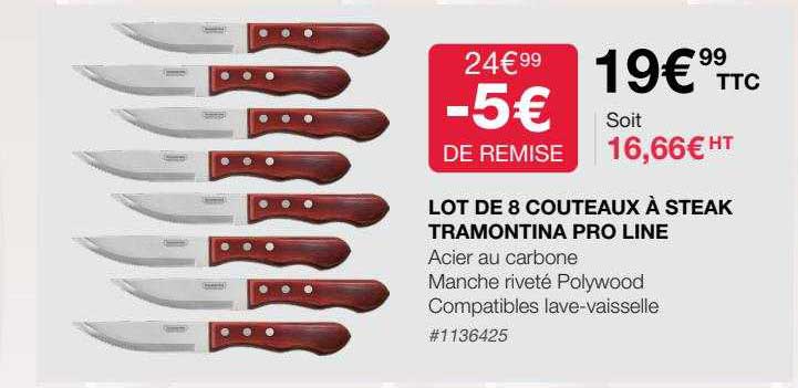 lot de 8 couteaux à steak tramontina pro line