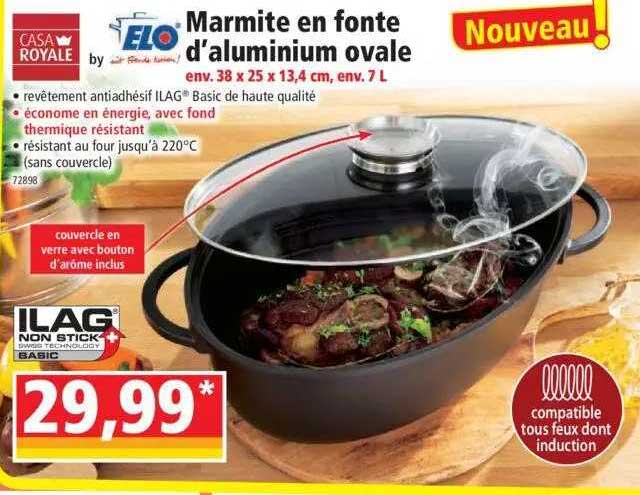 marmite en fonte d'aluminium ovale casa royale
