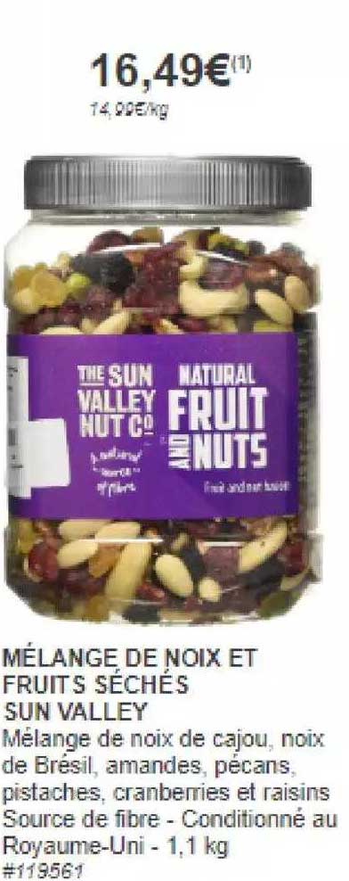 mélange de noix et fruits séchés sun valley