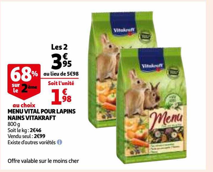 menu vital pour lapins nains vitakraft
