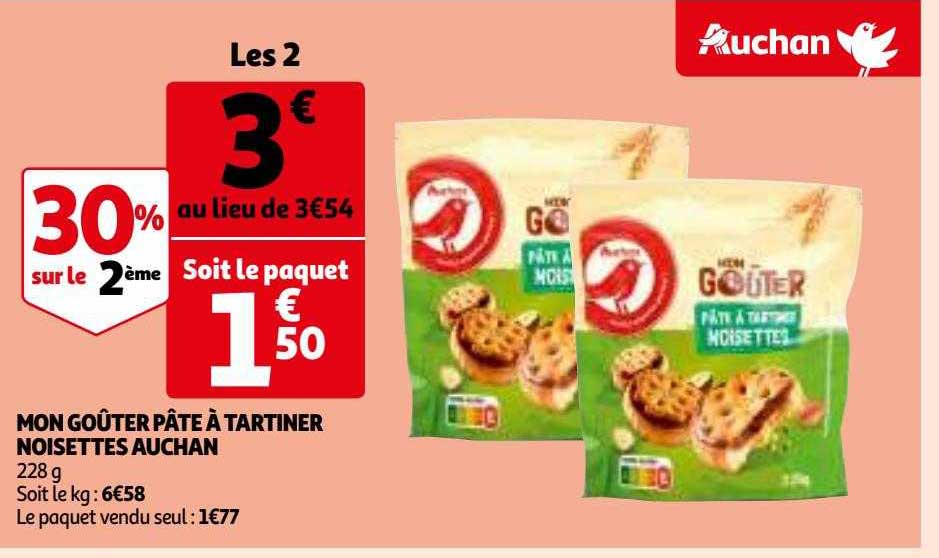 mon goûter pâte à tartiner noisettes auchan