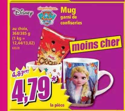 mug garni de confiseries disney, paw patrol