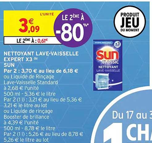 nettoyant lave-vaisselle expert x3 sun
