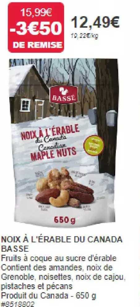 noix à l'érable du canada basse