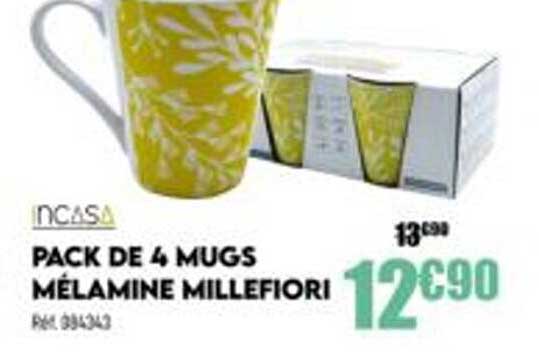 pack de 4 mugs mélamine millefiori incasa