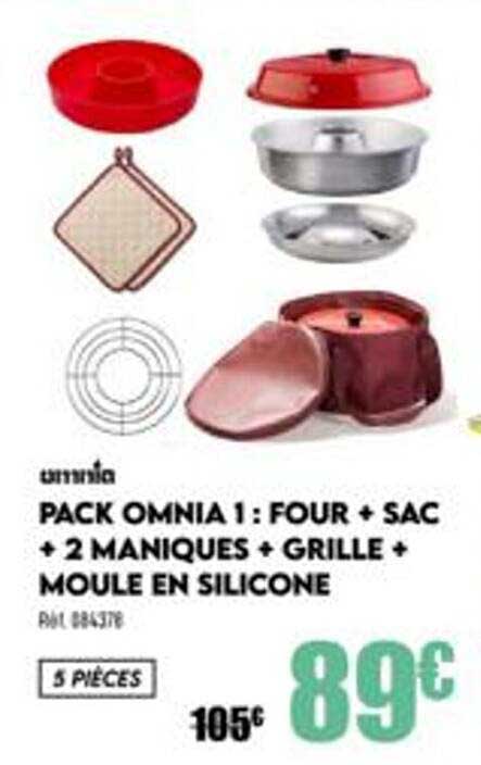 pack omnia 1 : four + sac + 2 maniques + grille + moule en silicone