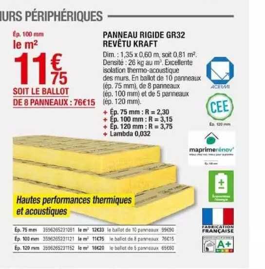 panneau rigide gr32 revêtue kraft
