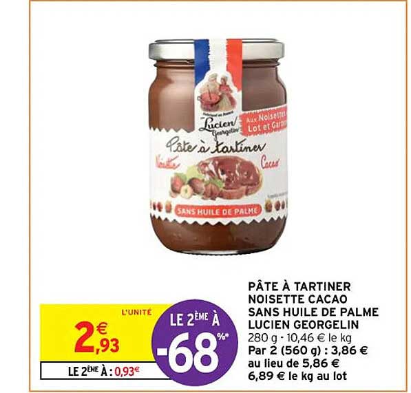 Pâte à Tartiner Noisette Cacao Sans Huile De Palme Lucien Georgelin