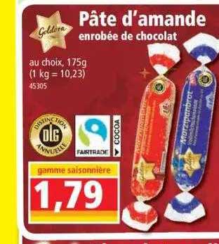 pâte d'amande enrobée de chocolat goldira