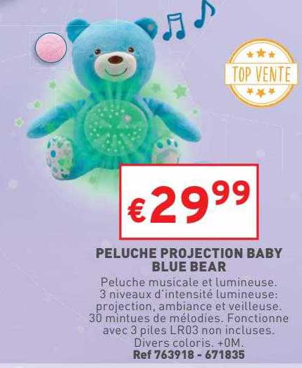peluche projection baby blue bear