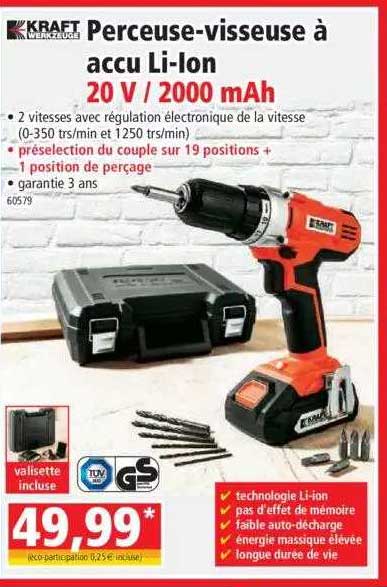 perceuse-visseuse à accu li-ion kraft werkzeuge