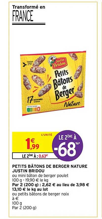 petits bâtons de berger nature justin bridou