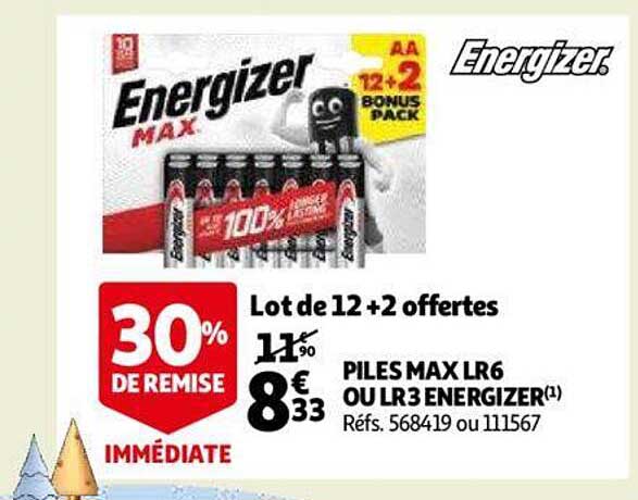 piles max lr6 ou lr3 energizer