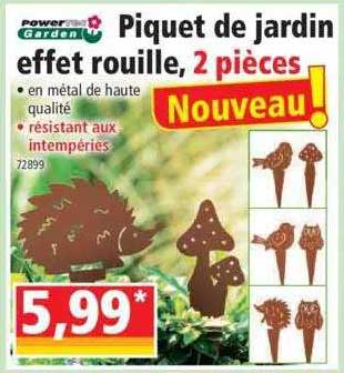 piquet de jardin effet rouille, 2 pièces powertec garden