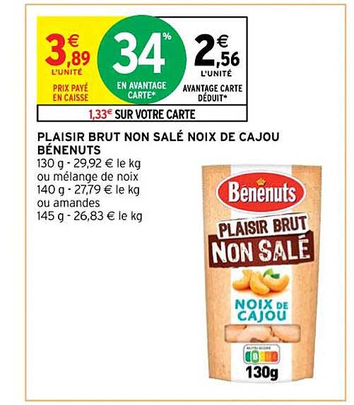 plaisir brut non salé noix de cajou bénenuts