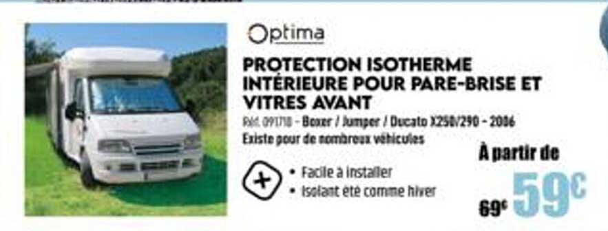protection isotherme intérieure pour pare-brise et vitres avant optima
