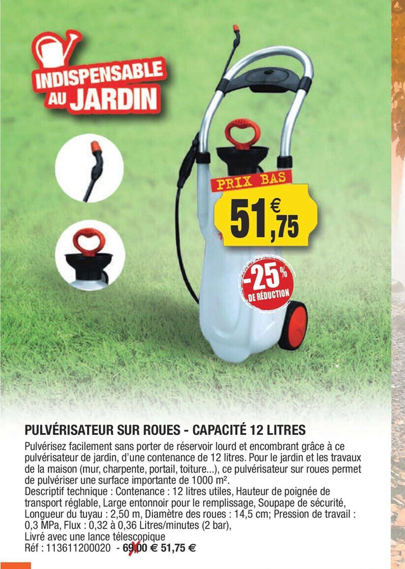 pulvérisateur sur roues - capacité 12 litres