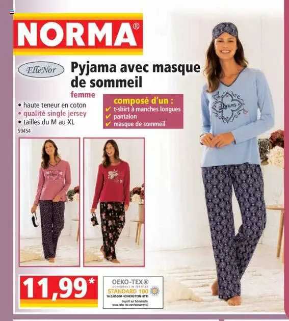pyjama avec masque de sommeil femme elleNor