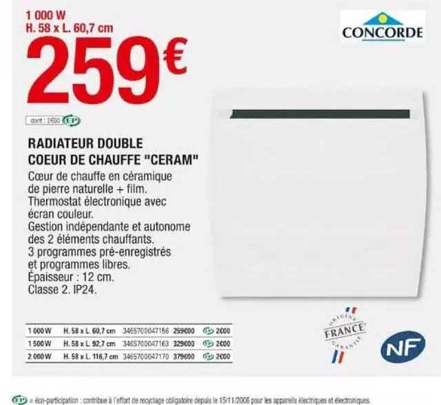 radiateur double coeur de chauffe "ceram"