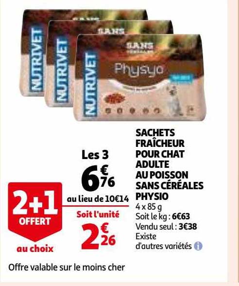 Sachets Fraîcheur Pour Chat Au Poisson Sans Céréales Physio