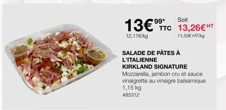 salade de pâtes à l'italienne kirkland signature