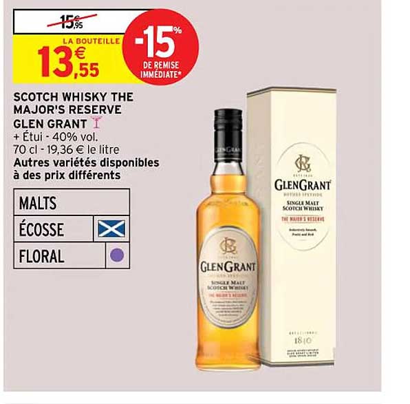 scotch whisky the major's réserve glen grant