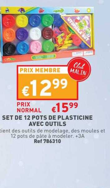 set de 12 pots de plasticiine avec outils