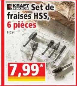 set de fraises hss, 6 pièces kraft werkzeuge
