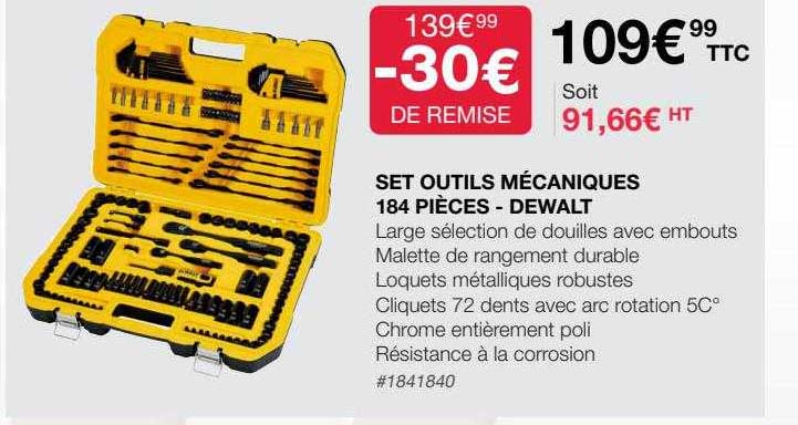 set outils mécaniques 184 pièces - dewalt
