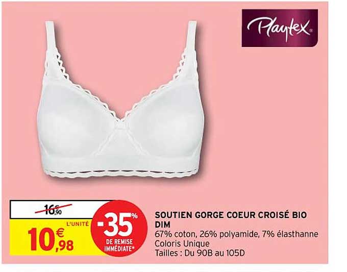soutien gorge coeur croisé bio dim playtex