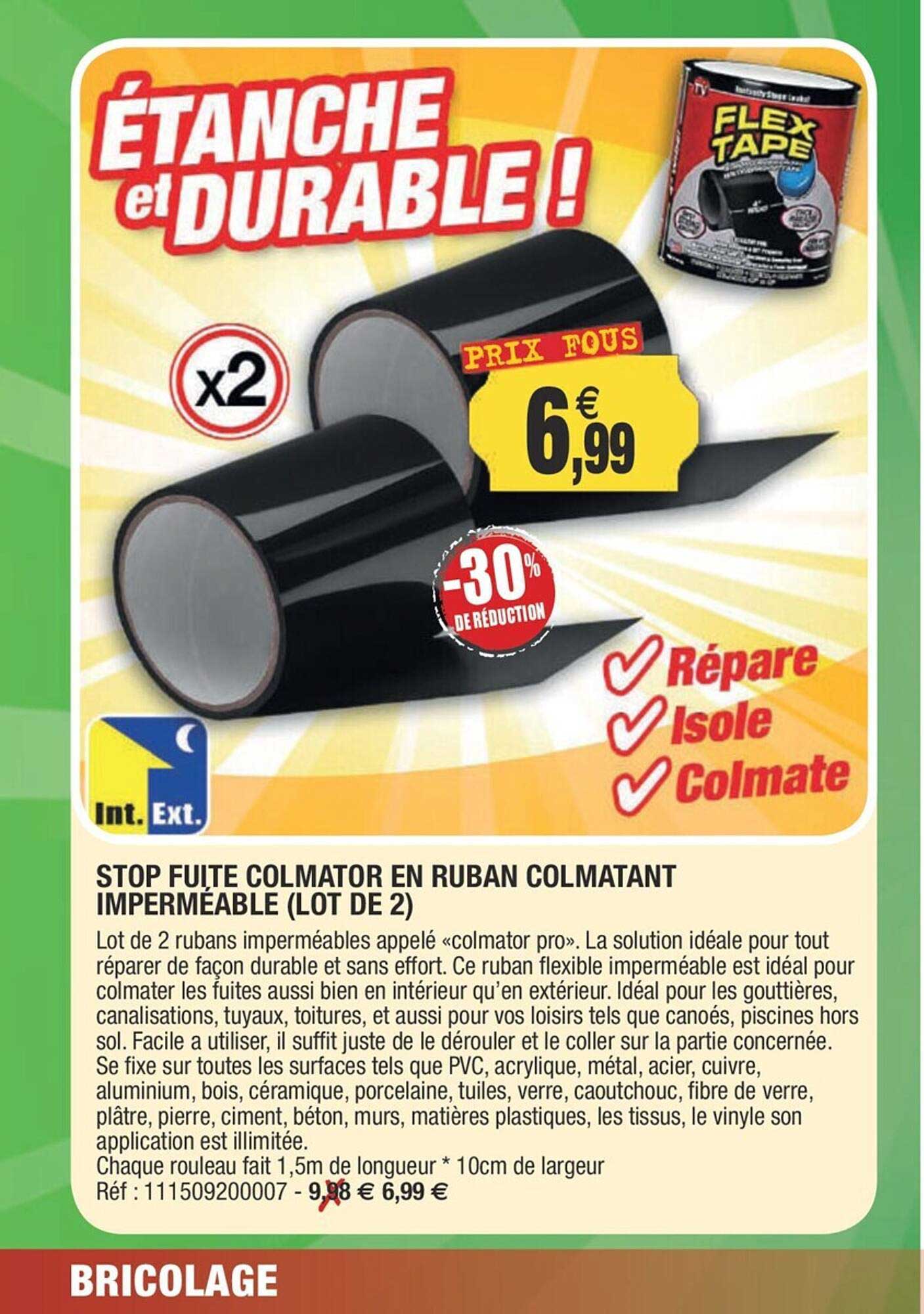 stop fuite colmator en ruban colmatant imperméable (lot de 2)