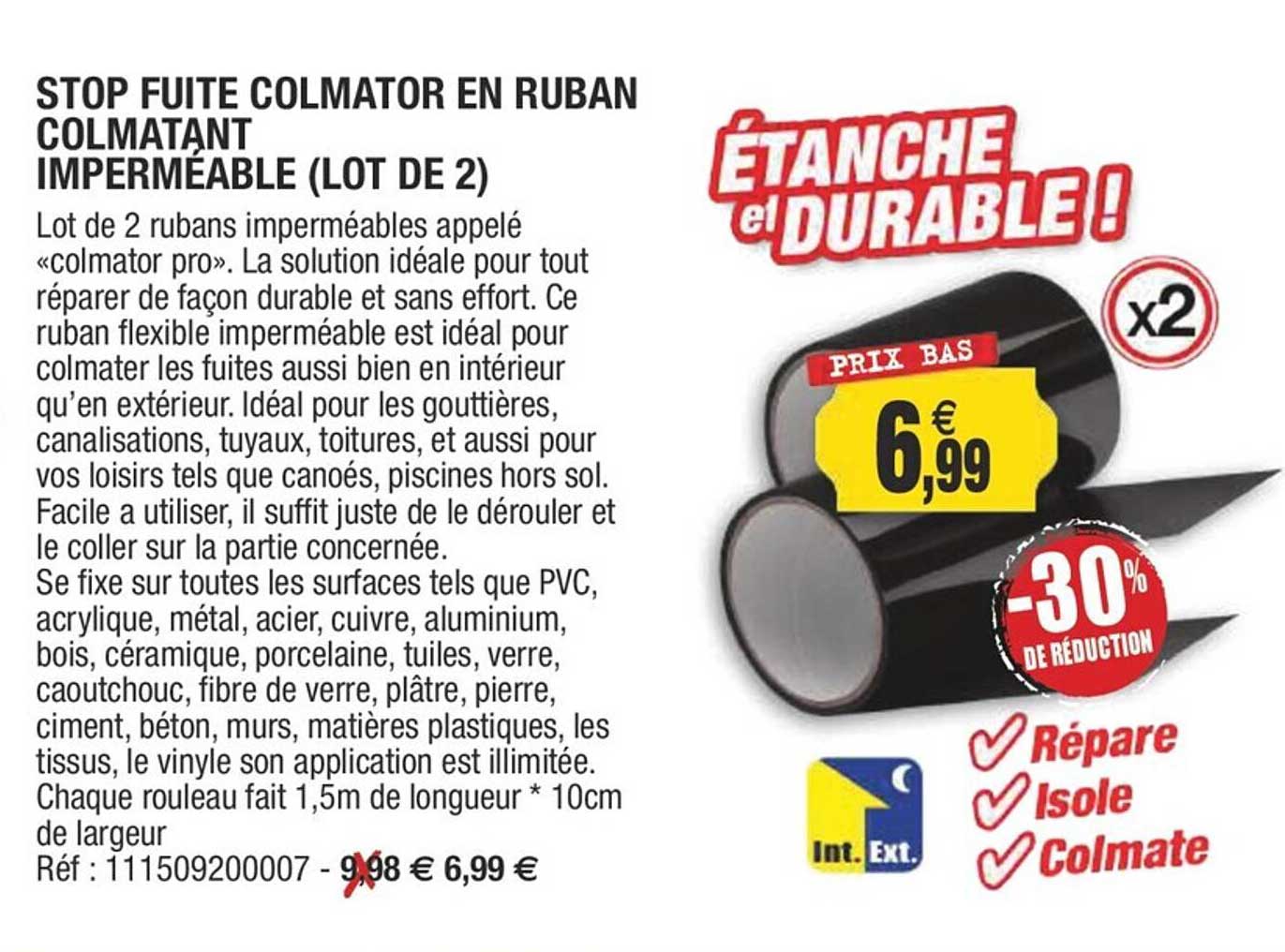 stop fuite colmator en ruban colmatant imperméable (lot de 2)