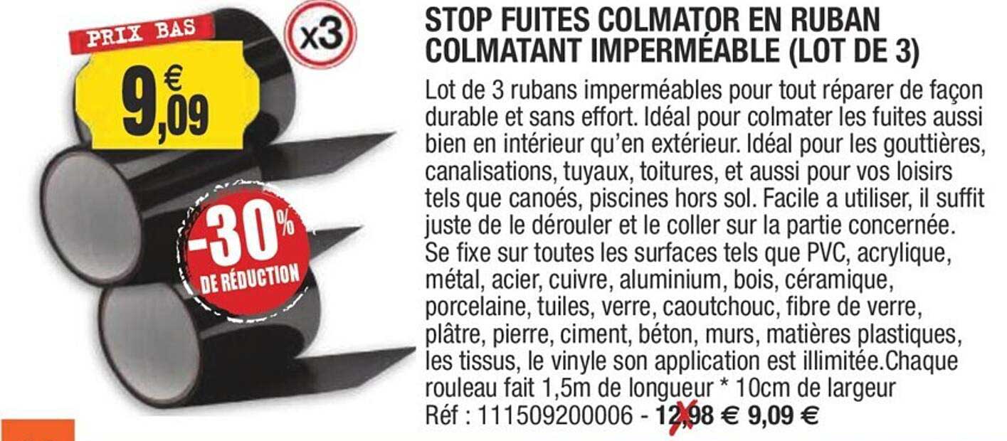 stop fuites colmator en ruban colmatant imperméable (lot de 3)