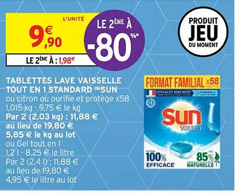 tablettes lave vaisselle tout en 1 standard sun