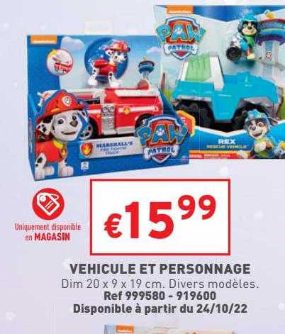 véhicule et personnage paw patrol