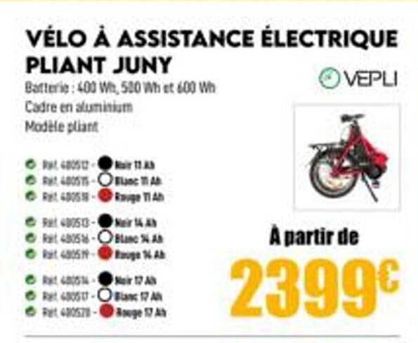 vélo à assistance électrique pliant juny