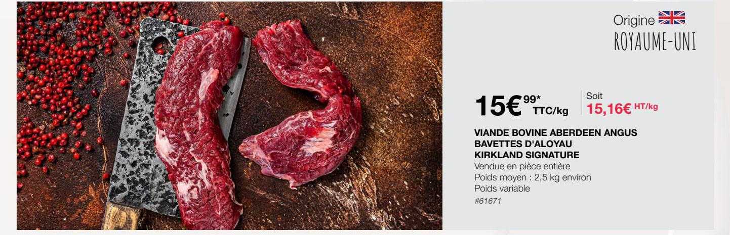 viande bovine aberdeen angus bavettes d'aloyau kirkland signature