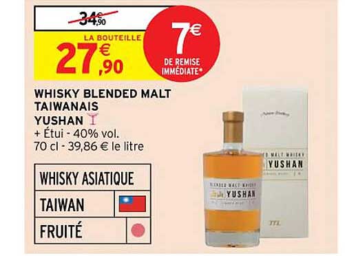 Whisky Blended Malt Taiwanais Yushan