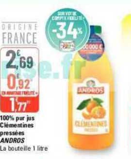 100% Pur Jus Clémentines Pressées Andros