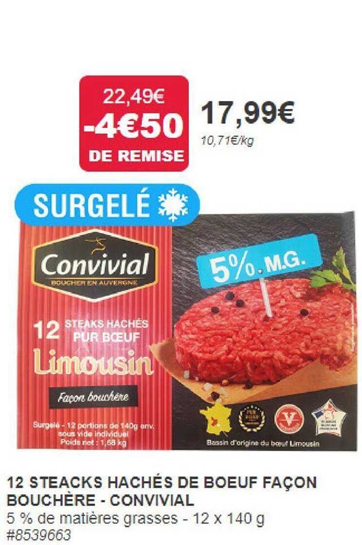 12 steaks hachés de bœuf façon bouchère - convivial