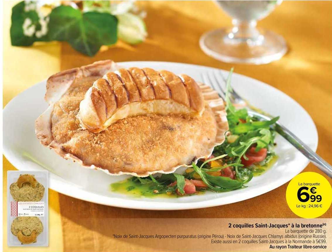 2 coquilles saint-jacques à la bretonne