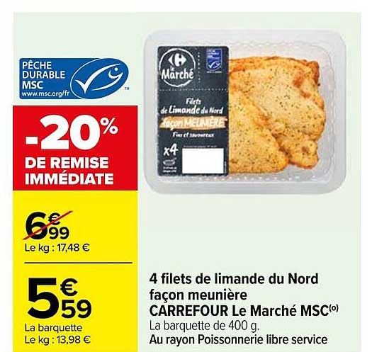 4 filet de limande du nord façon meunière carrefour le marché msc