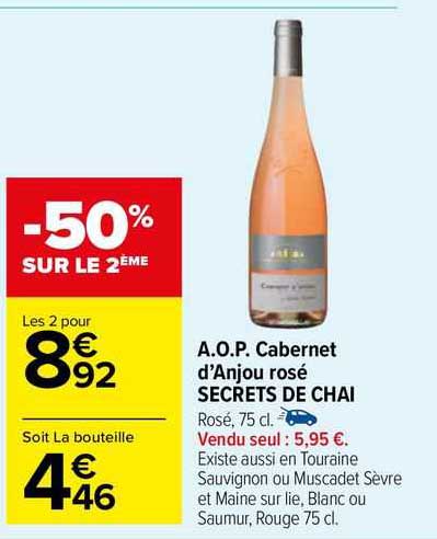a.o.p. cabernet d'anjou rosé secrets de chai