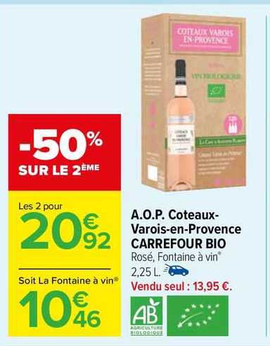 a.o.p. côteaux-varois-en-provence carrefour bio