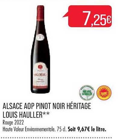 alsace aop pinot noir heritage louis hauller