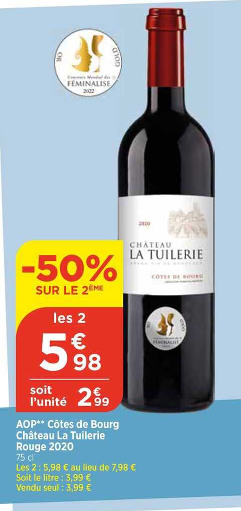 aop côtes de bourg château la tuilerie rouge 2020