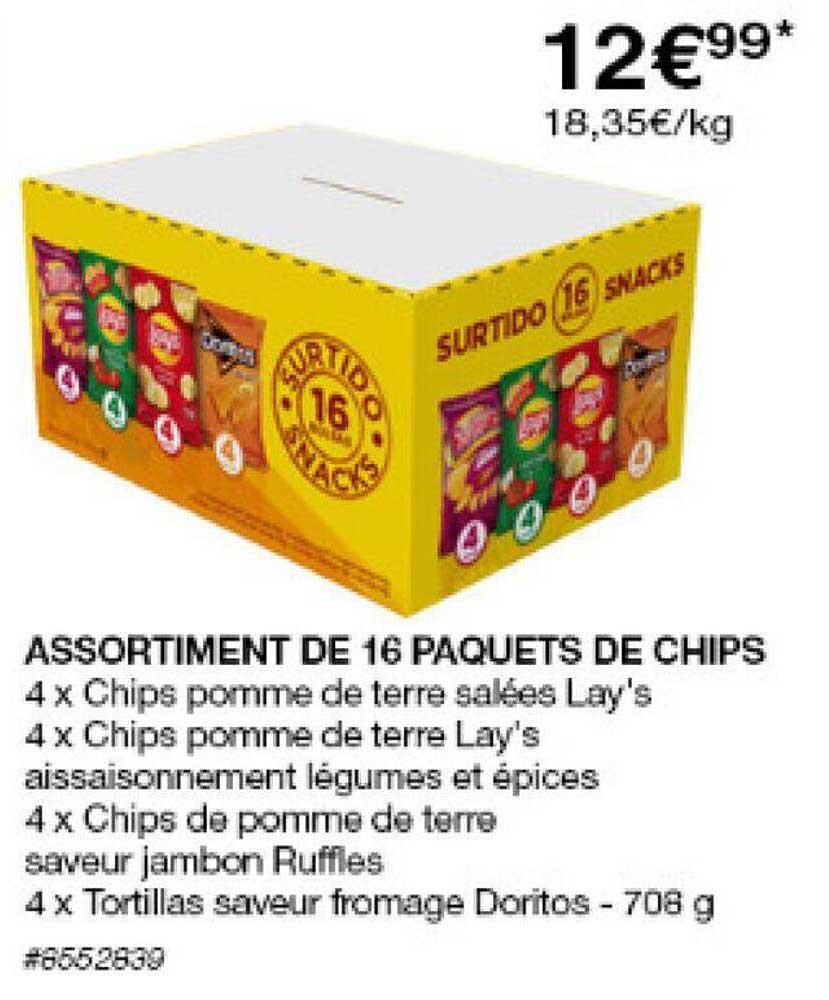 assortiment de 16 paquets de chips
